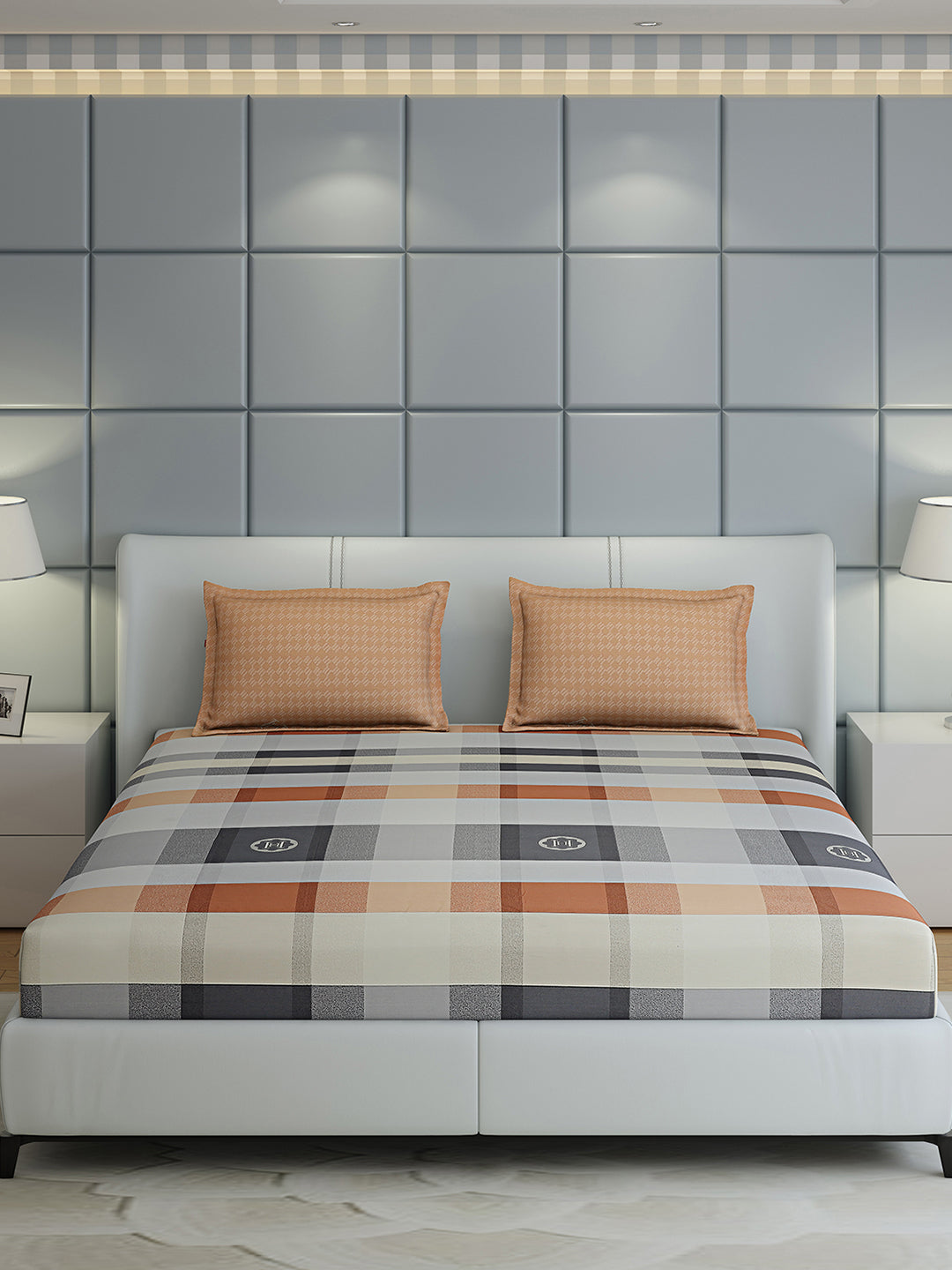 200 TC Cotton Double Bed 1 Bedsheet with 2 Pillow Covers (Ramona)