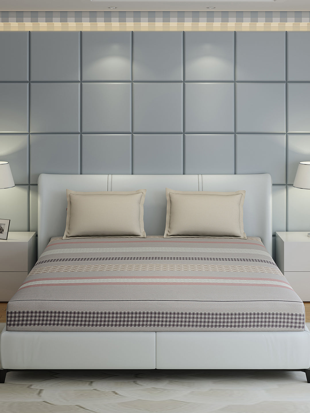 200 TC Cotton Double Bed 1 Bedsheet with 2 Pillow Covers (Ramona)