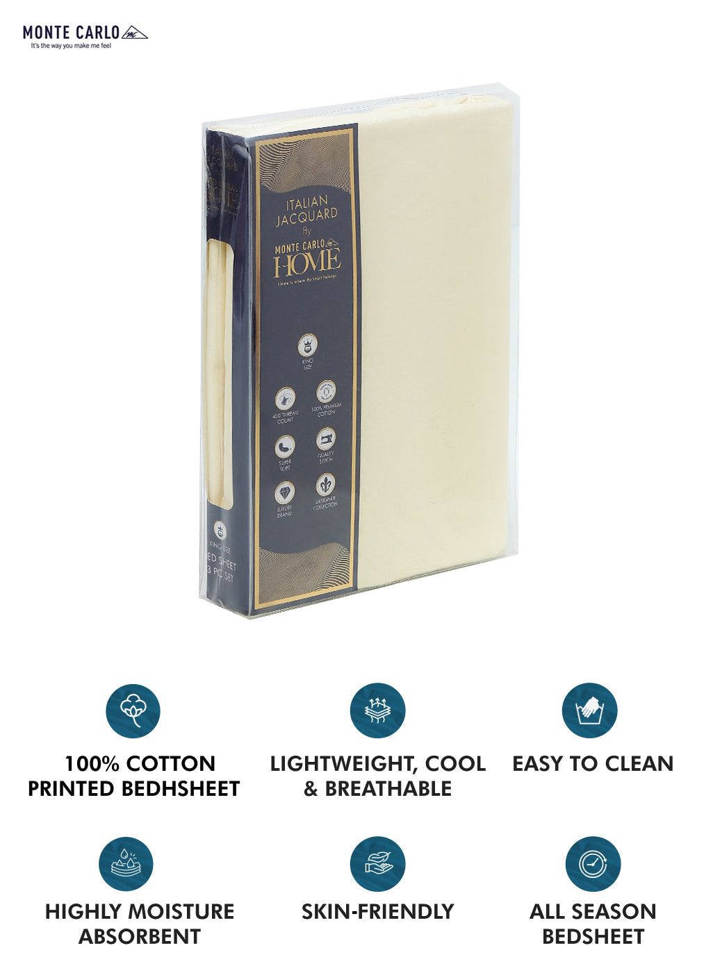 400 TC Cotton Double Bedsheet with 2 Pillow Covers