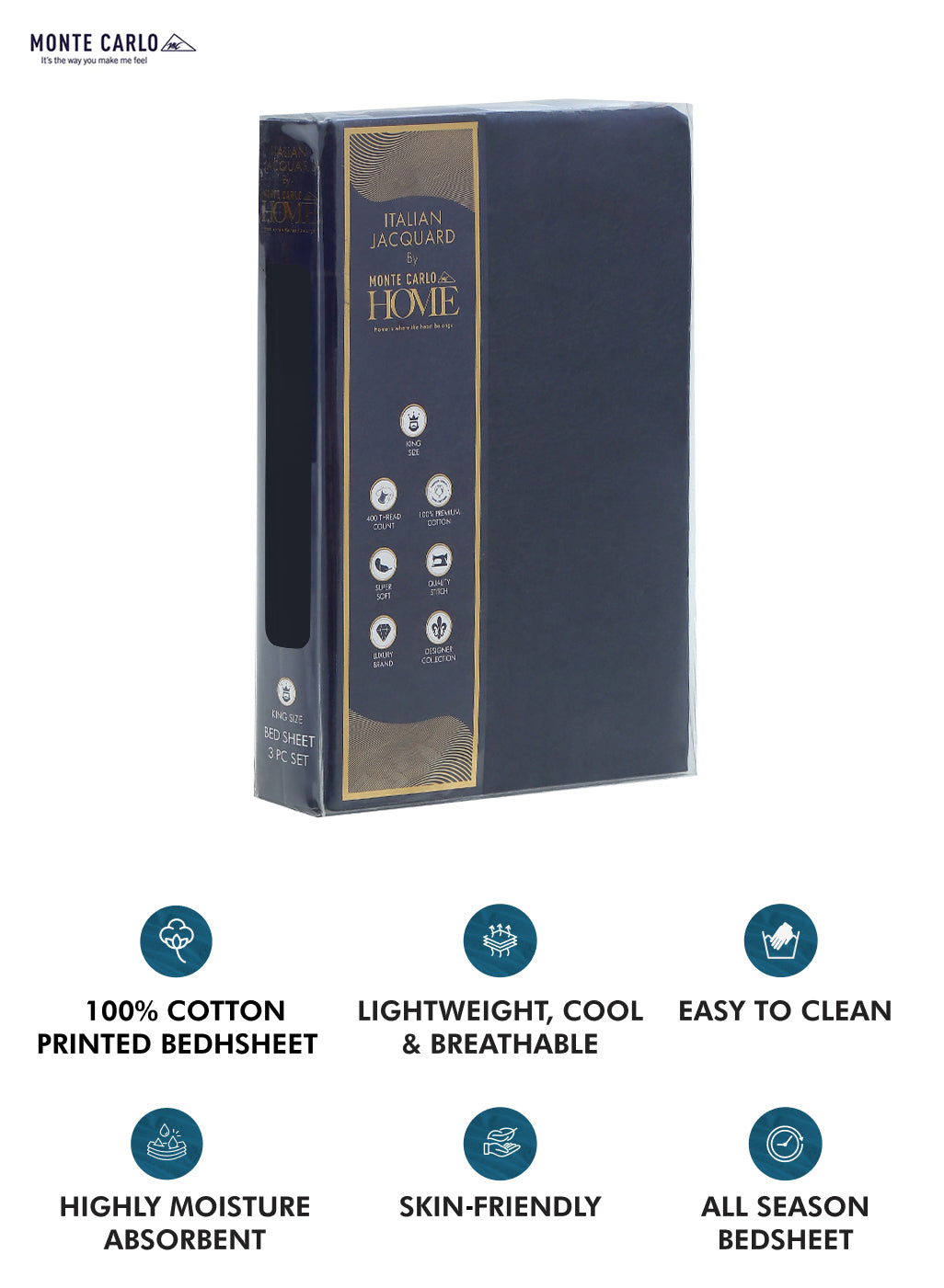 400 TC Cotton Double Bedsheet with 2 Pillow Covers