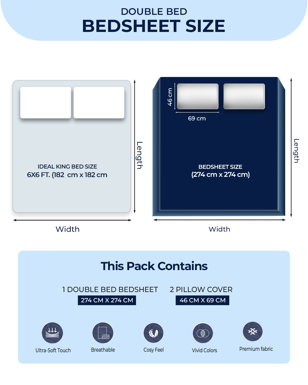 300 TC Cotton Double Bed 1 Bedsheet with 2 Pillow Covers (Morocan)