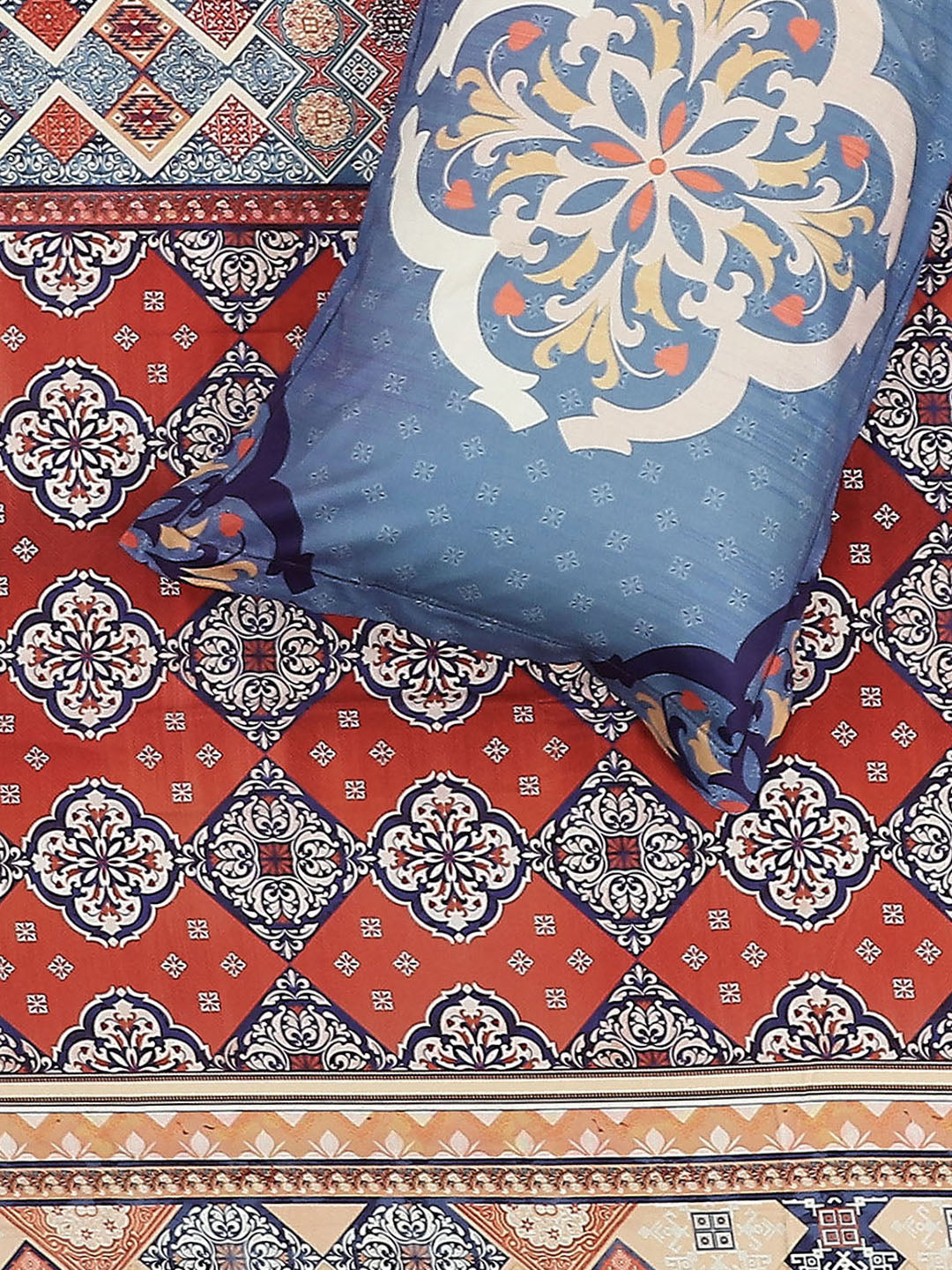 300 TC Cotton Double Bed 1 Bedsheet with 2 Pillow Covers (Morocan)