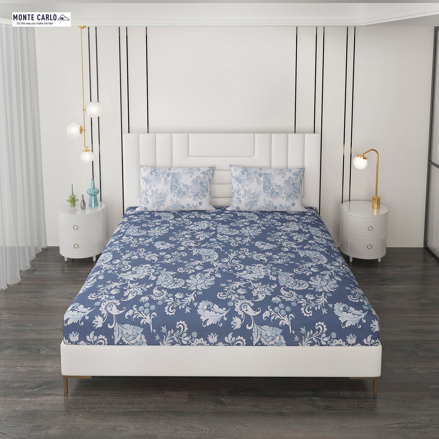 144 TC Cotton Double Bedsheet with 2 Pillow Covers