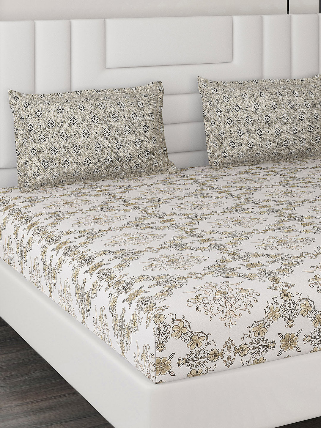 144 TC Cotton Double Bedsheet with 2 Pillow Covers