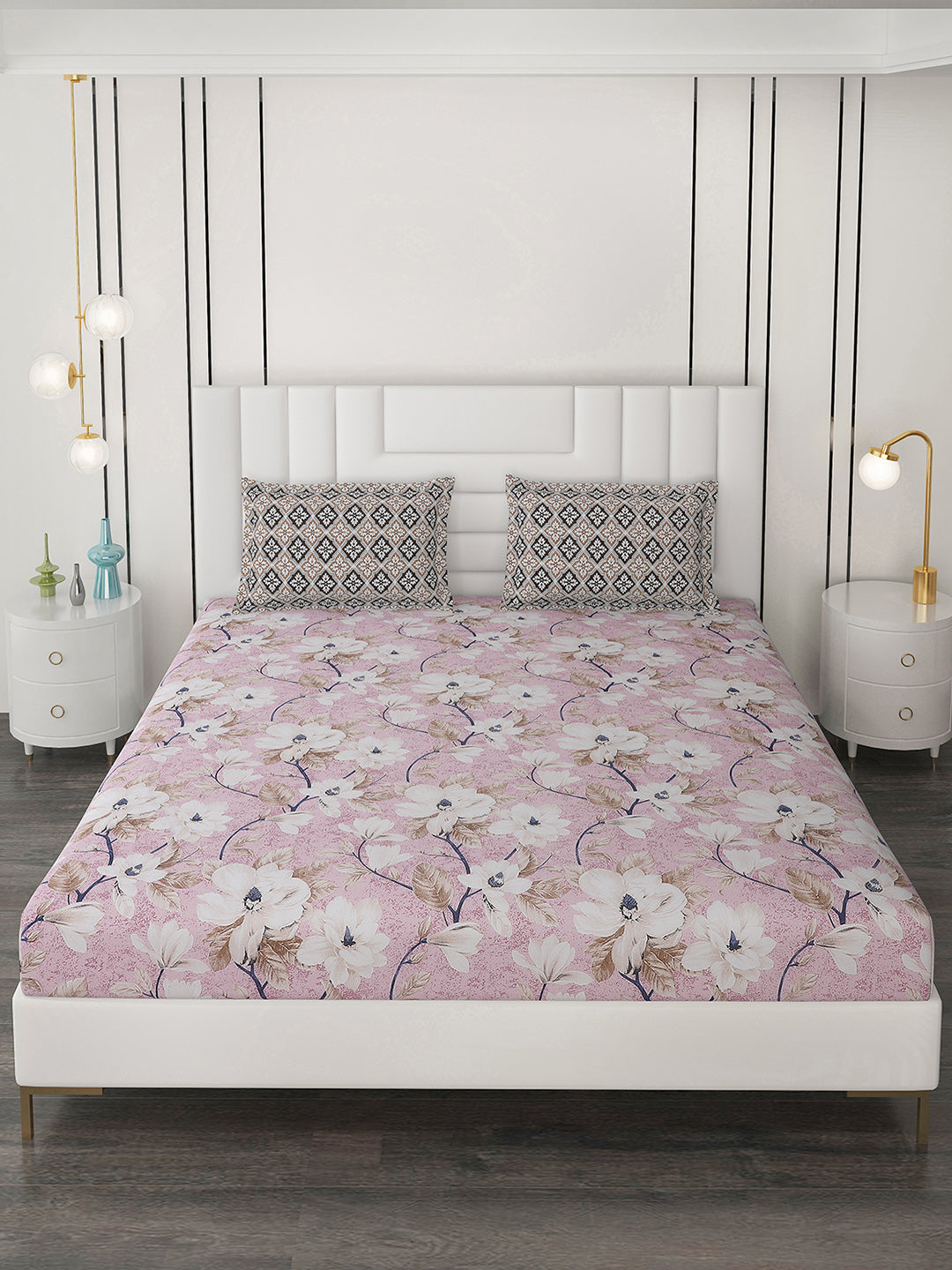 144 TC Cotton Double Bedsheet with 2 Pillow Covers