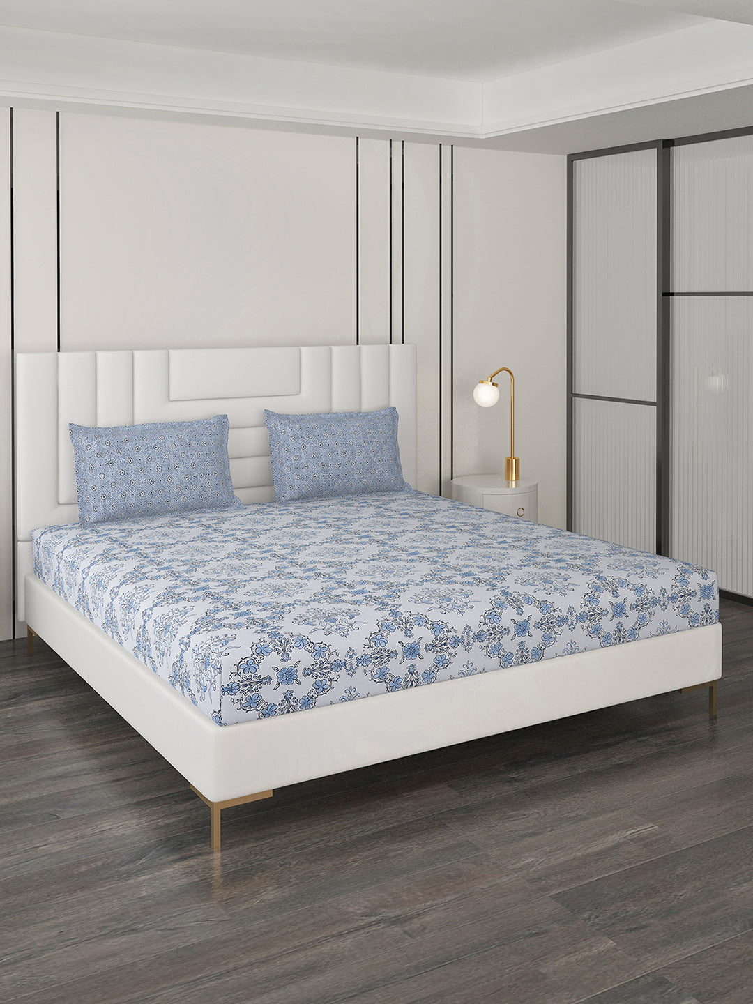 144 TC Cotton Double Bedsheet with 2 Pillow Covers