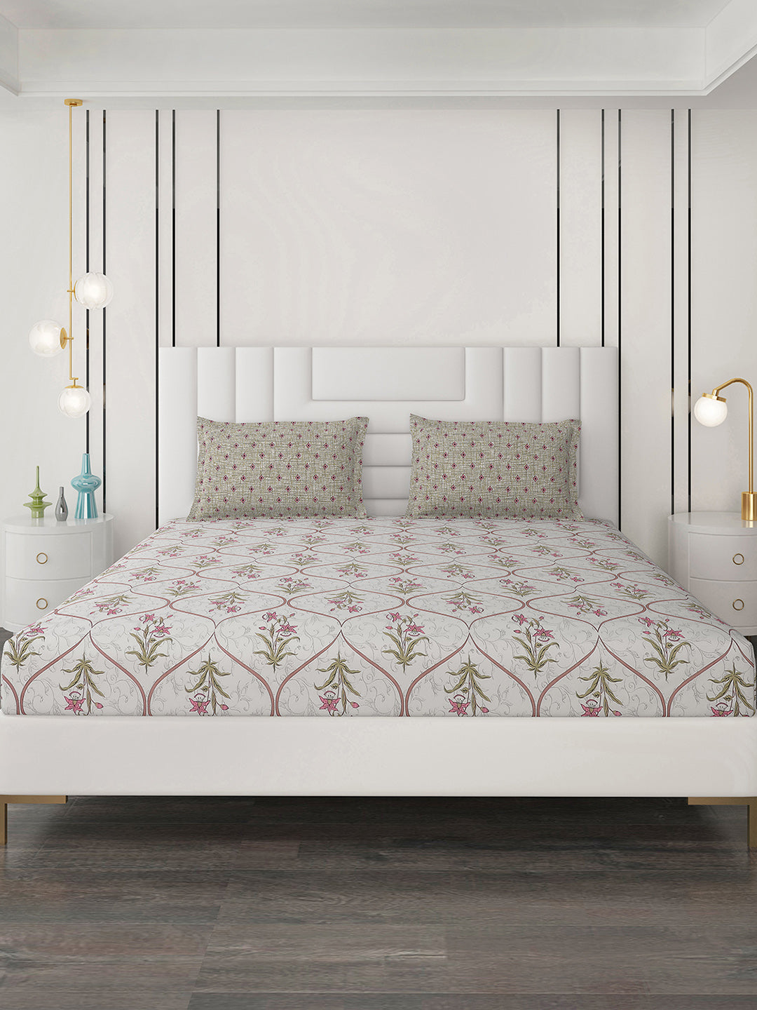 144 TC Cotton Double Bedsheet with 2 Pillow Covers