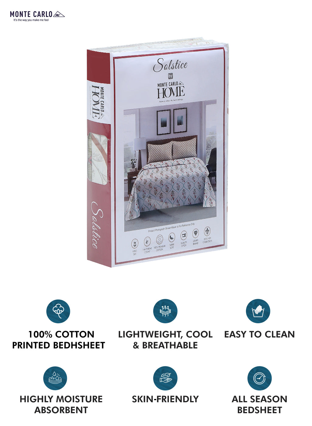 144 TC Cotton Double Bedsheet with 2 Pillow Covers