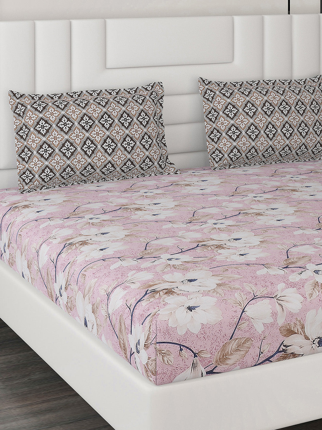 144 TC Cotton Double Bedsheet with 2 Pillow Covers