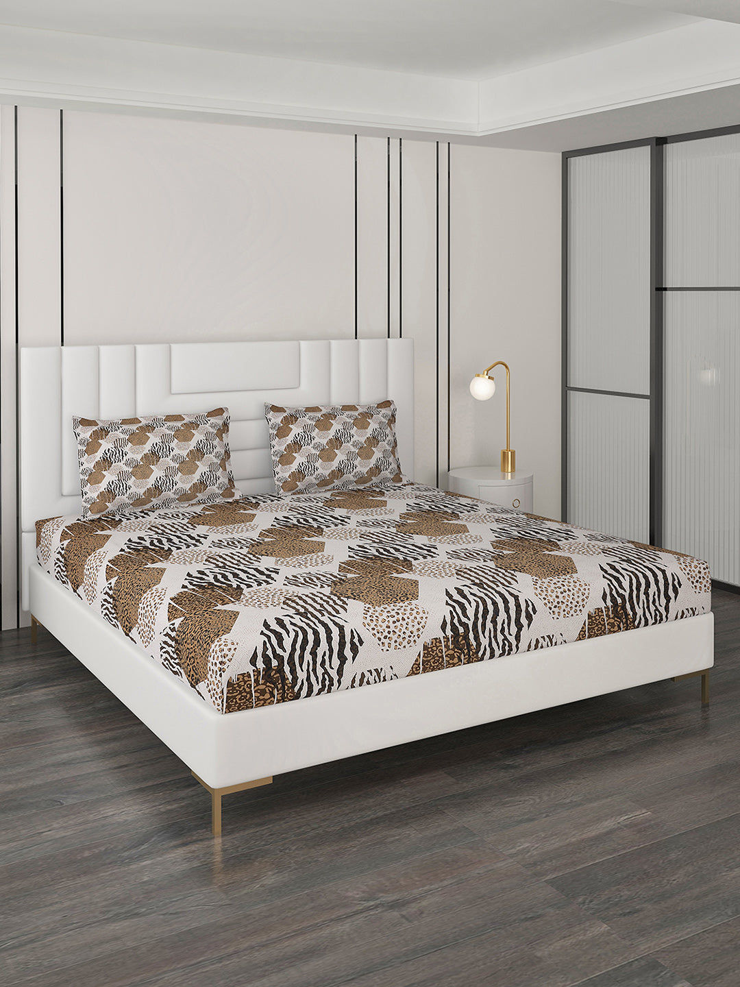 144 TC Cotton Double Bedsheet with 2 Pillow Covers