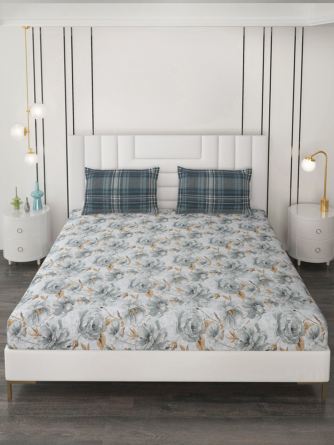 144 TC Cotton Double Bedsheet with 2 Pillow Covers