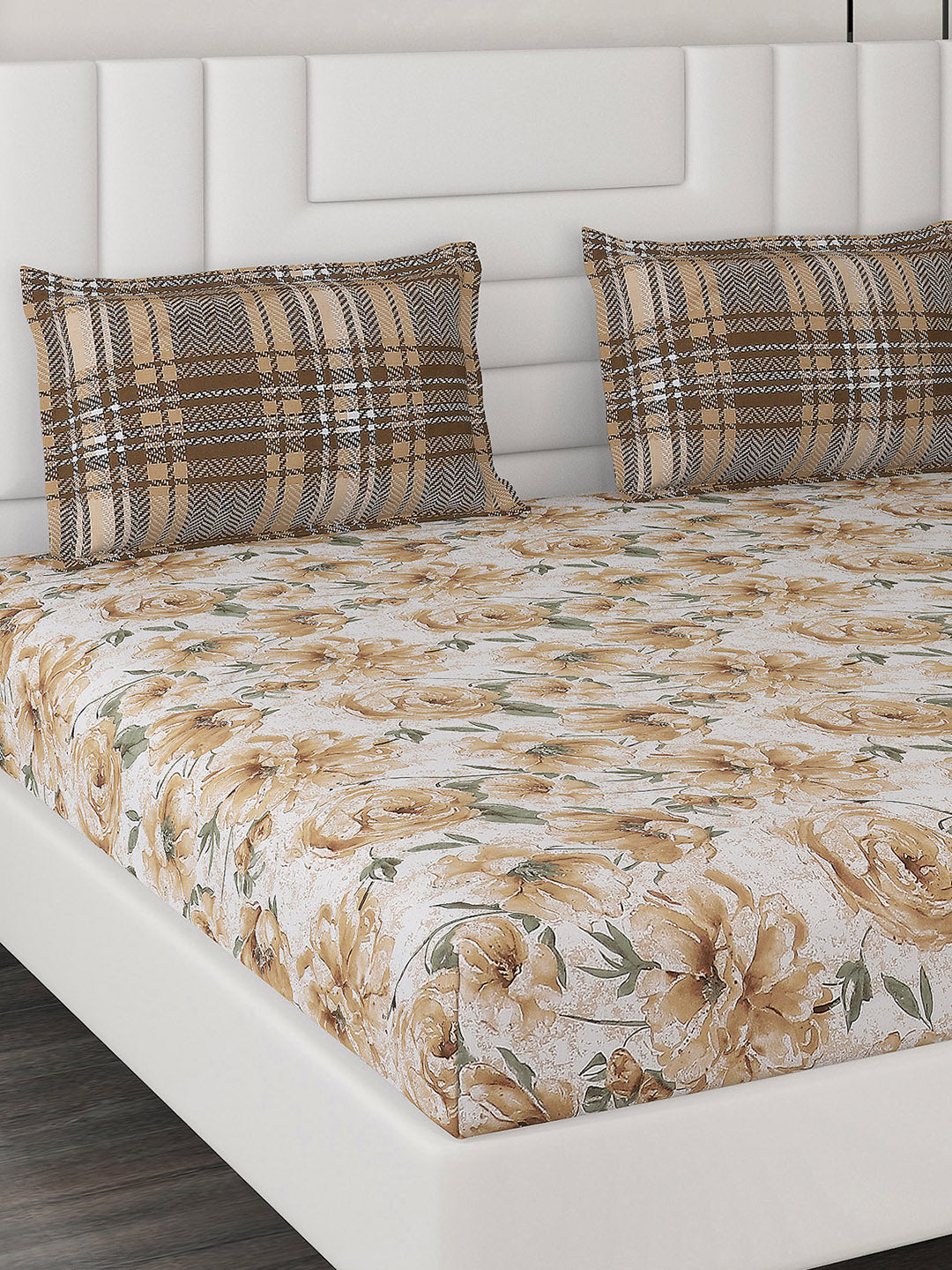 144 TC Cotton Double Bedsheet with 2 Pillow Covers