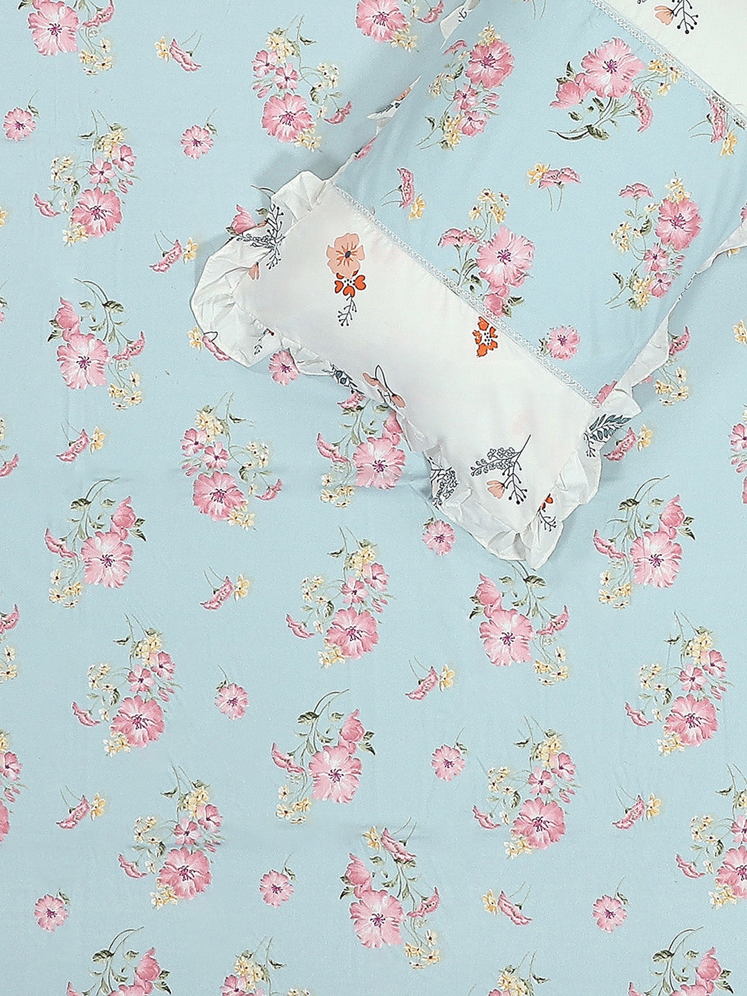 130 GSM Polyester Double Bed 1 Bedsheet with 2 Pillow Covers (Vibrant)