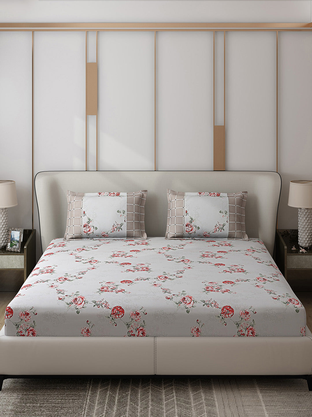 130 GSM Polyester Double Bed 1 Bedsheet with 2 Pillow Covers (Vibrant)