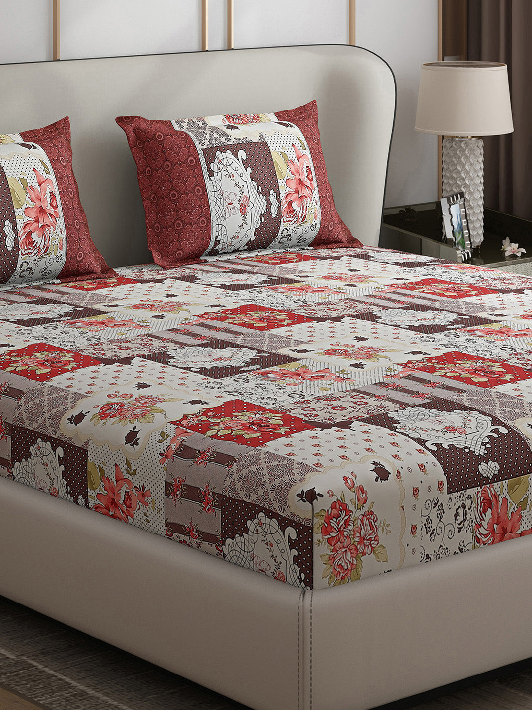 130 GSM Polyester Double Bed 1 Bedsheet with 2 Pillow Covers (Vibrant)