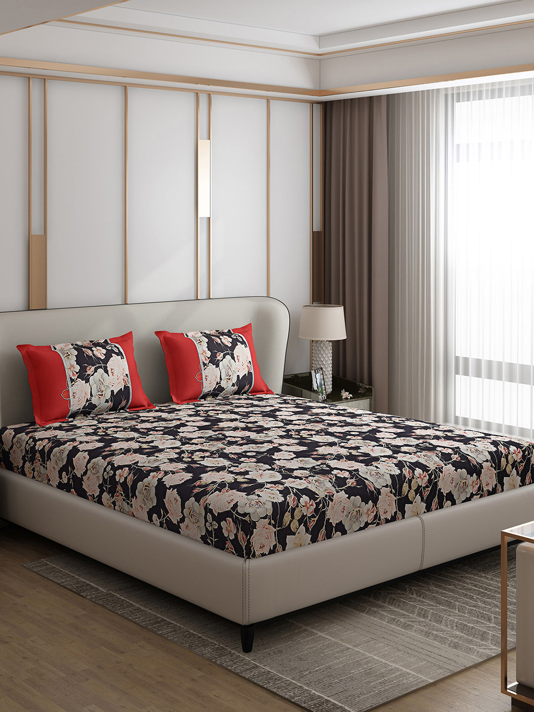 130 GSM Polyester Double Bed 1 Bedsheet with 2 Pillow Covers (Vibrant)