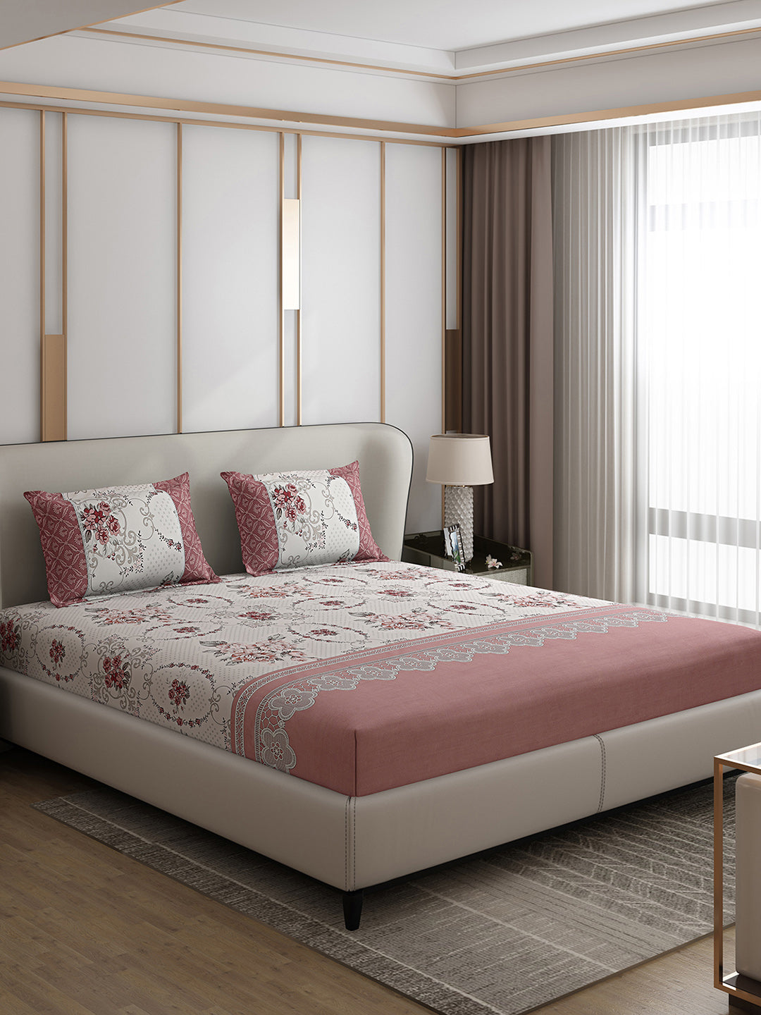 130 GSM Polyester Double Bed 1 Bedsheet with 2 Pillow Covers (Vibrant)