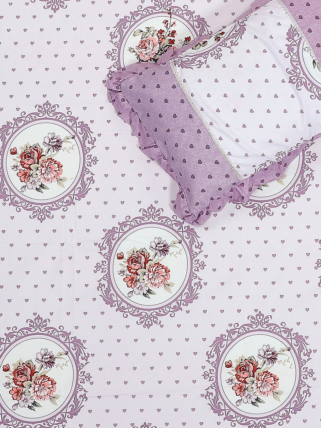 130 GSM Polyester Double Bed 1 Bedsheet with 2 Pillow Covers (Vibrant)