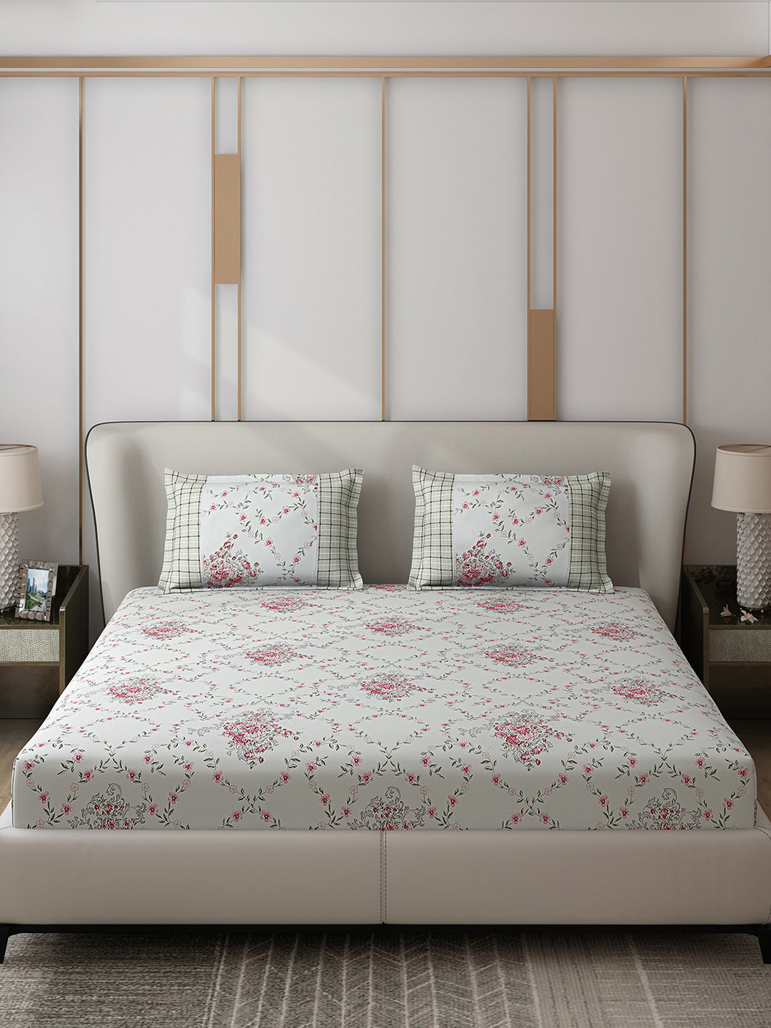 130 GSM Polyester Double Bed 1 Bedsheet with 2 Pillow Covers (Vibrant)