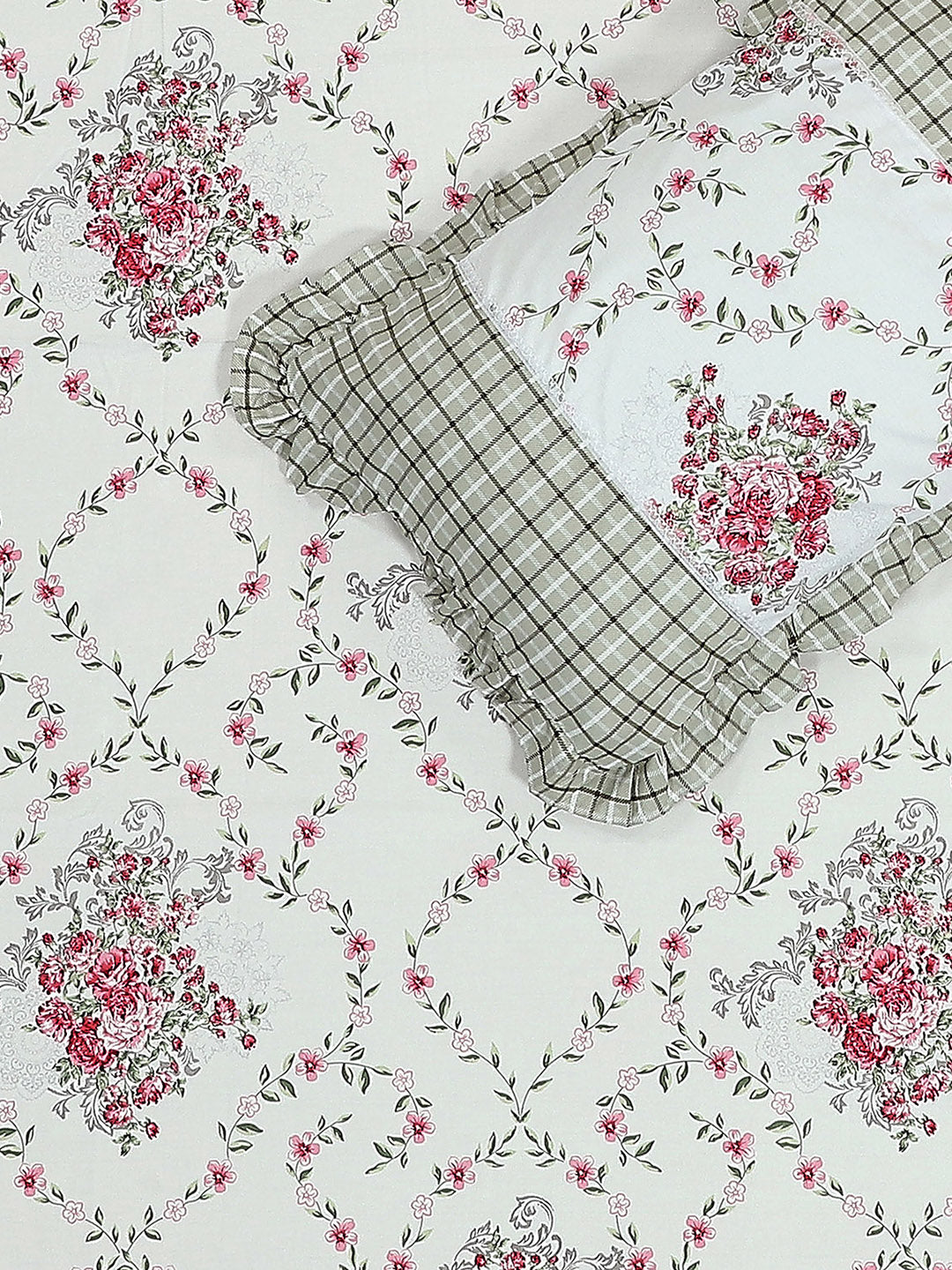 130 GSM Polyester Double Bed 1 Bedsheet with 2 Pillow Covers (Vibrant)