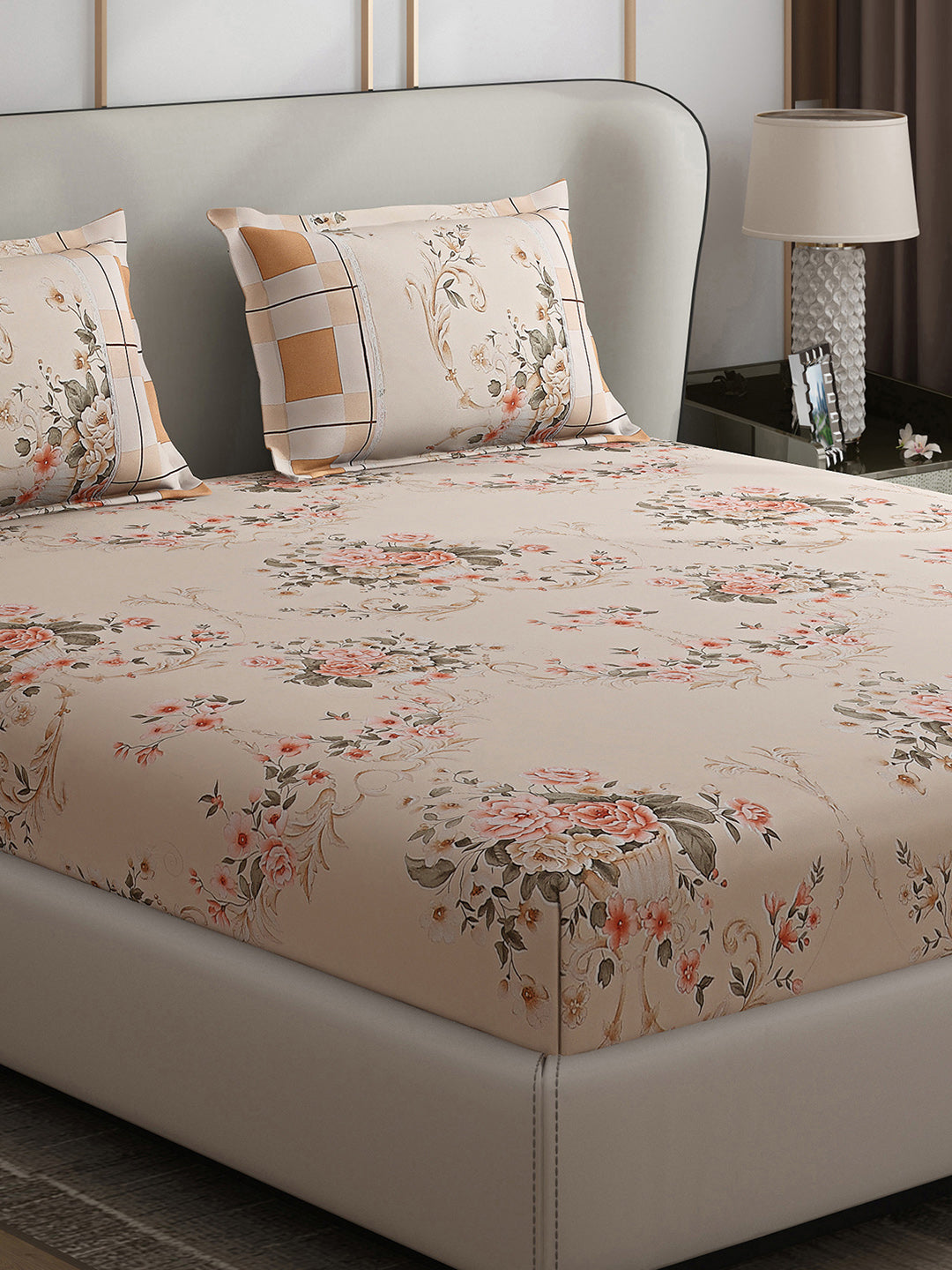 130 GSM Polyester Double Bed 1 Bedsheet with 2 Pillow Covers (Vibrant)