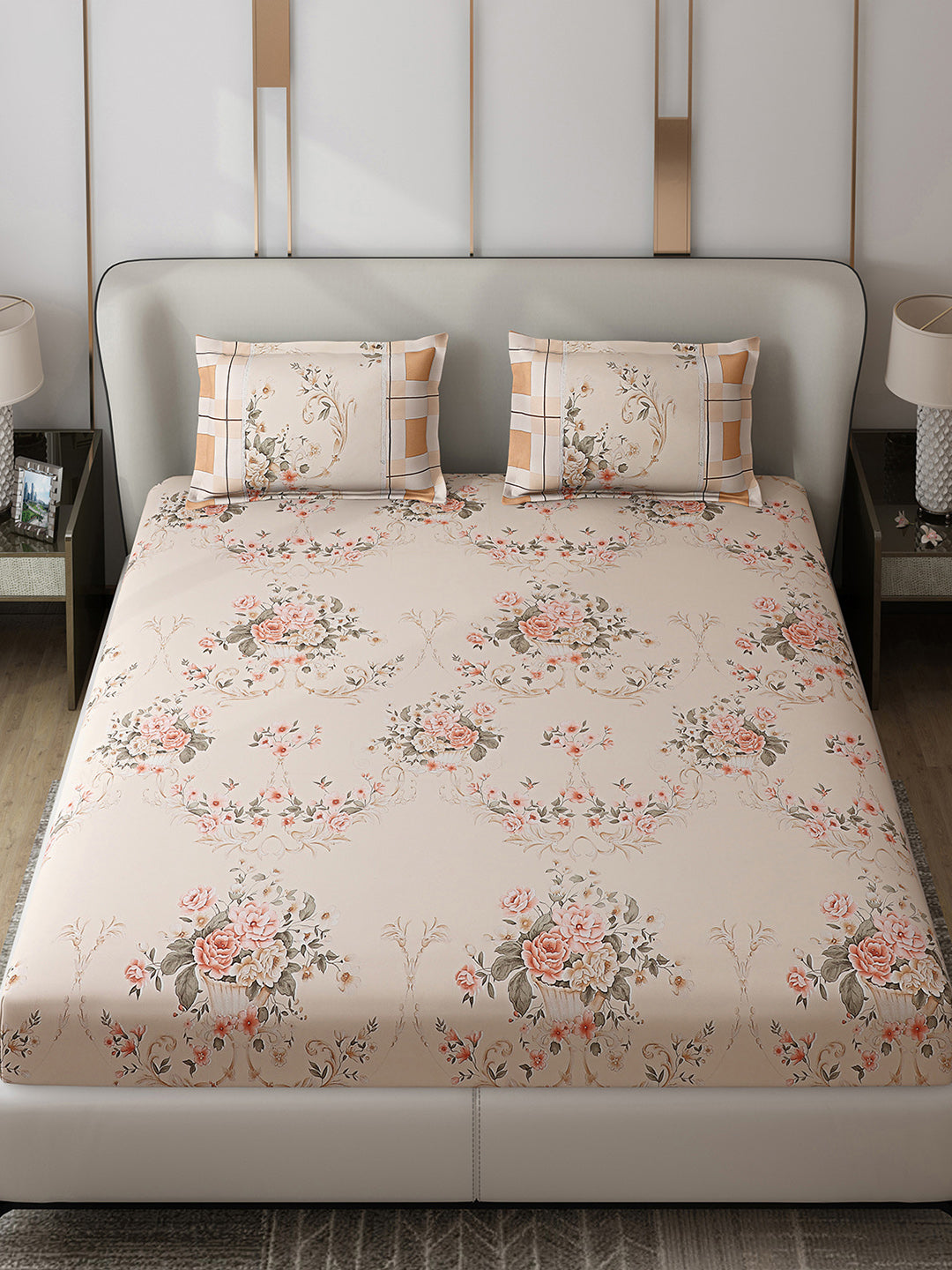 130 GSM Polyester Double Bed 1 Bedsheet with 2 Pillow Covers (Vibrant)