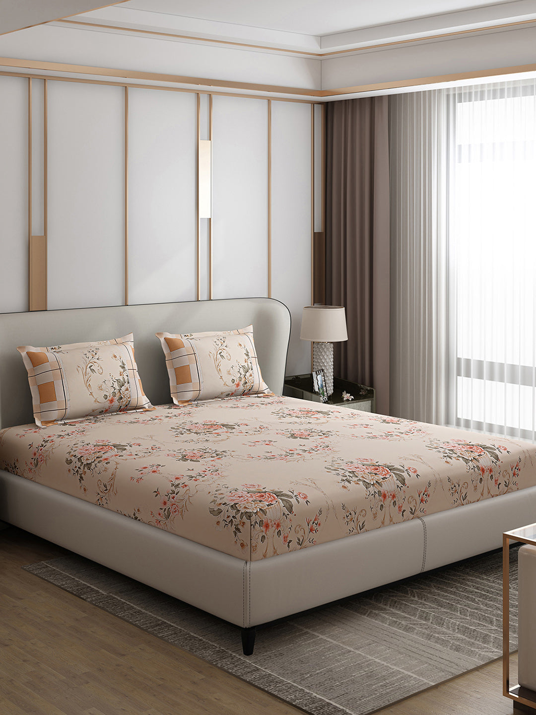 130 GSM Polyester Double Bed 1 Bedsheet with 2 Pillow Covers (Vibrant)