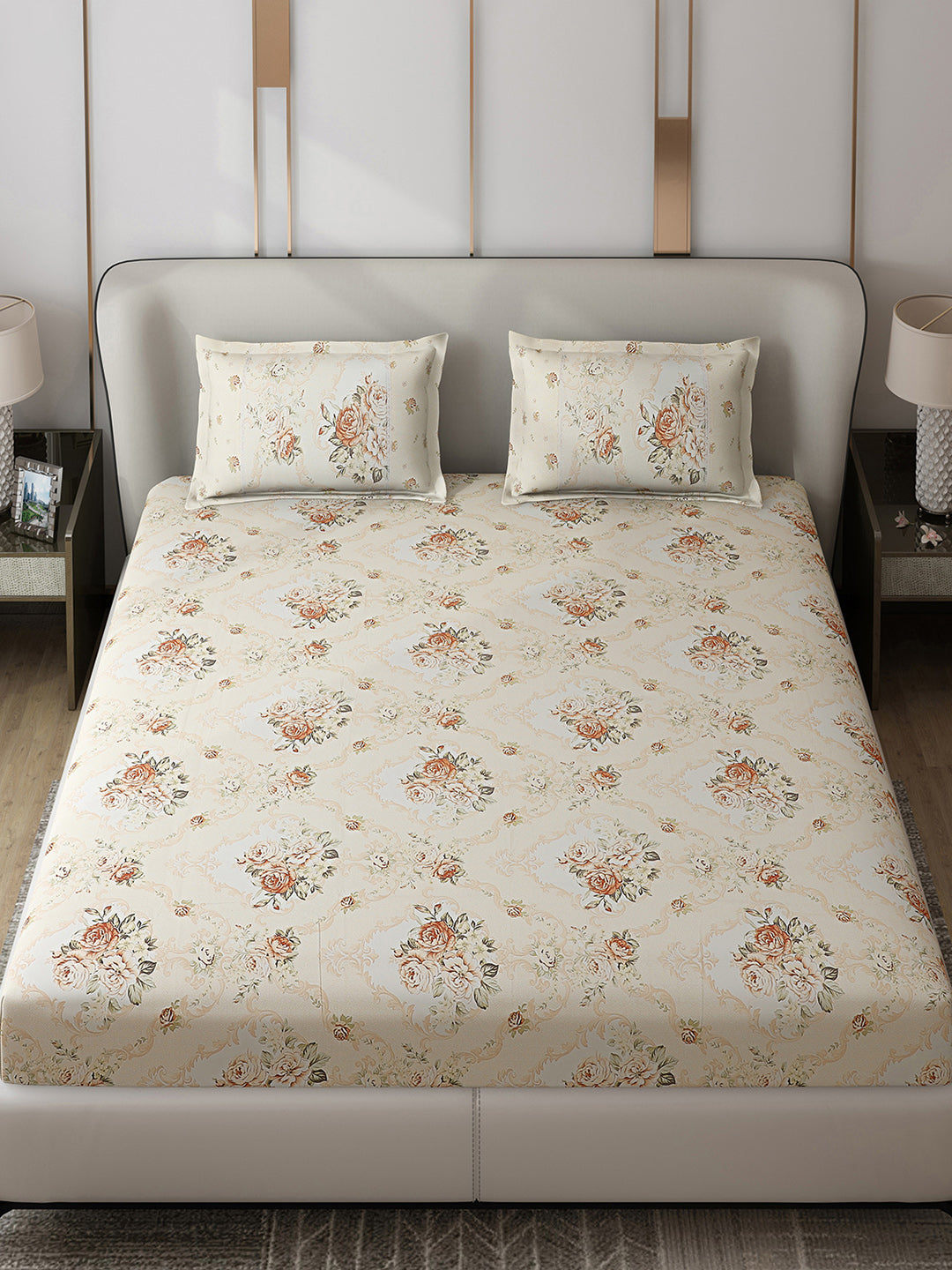 130 GSM Polyester Double Bed 1 Bedsheet with 2 Pillow Covers (Vibrant)