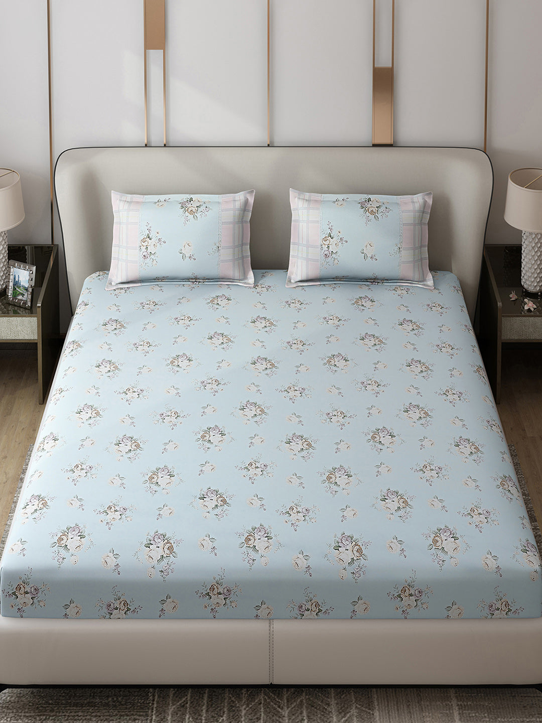 130 GSM Polyester Double Bed 1 Bedsheet with 2 Pillow Covers (Vibrant)