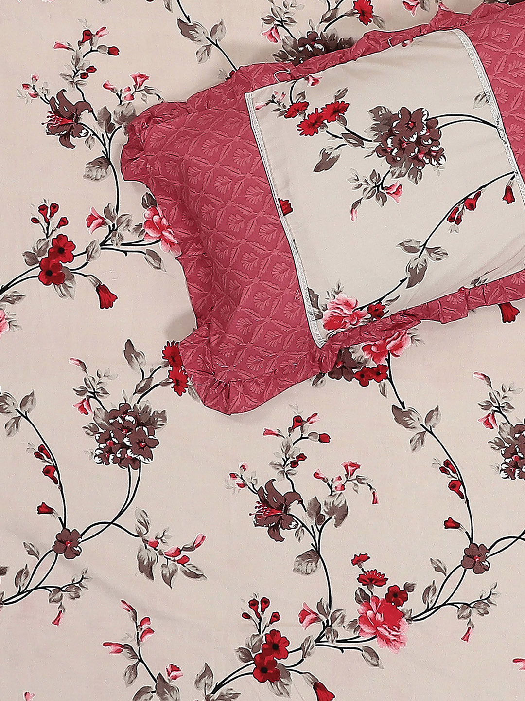 130 GSM Polyester Double Bed 1 Bedsheet with 2 Pillow Covers (Vibrant)