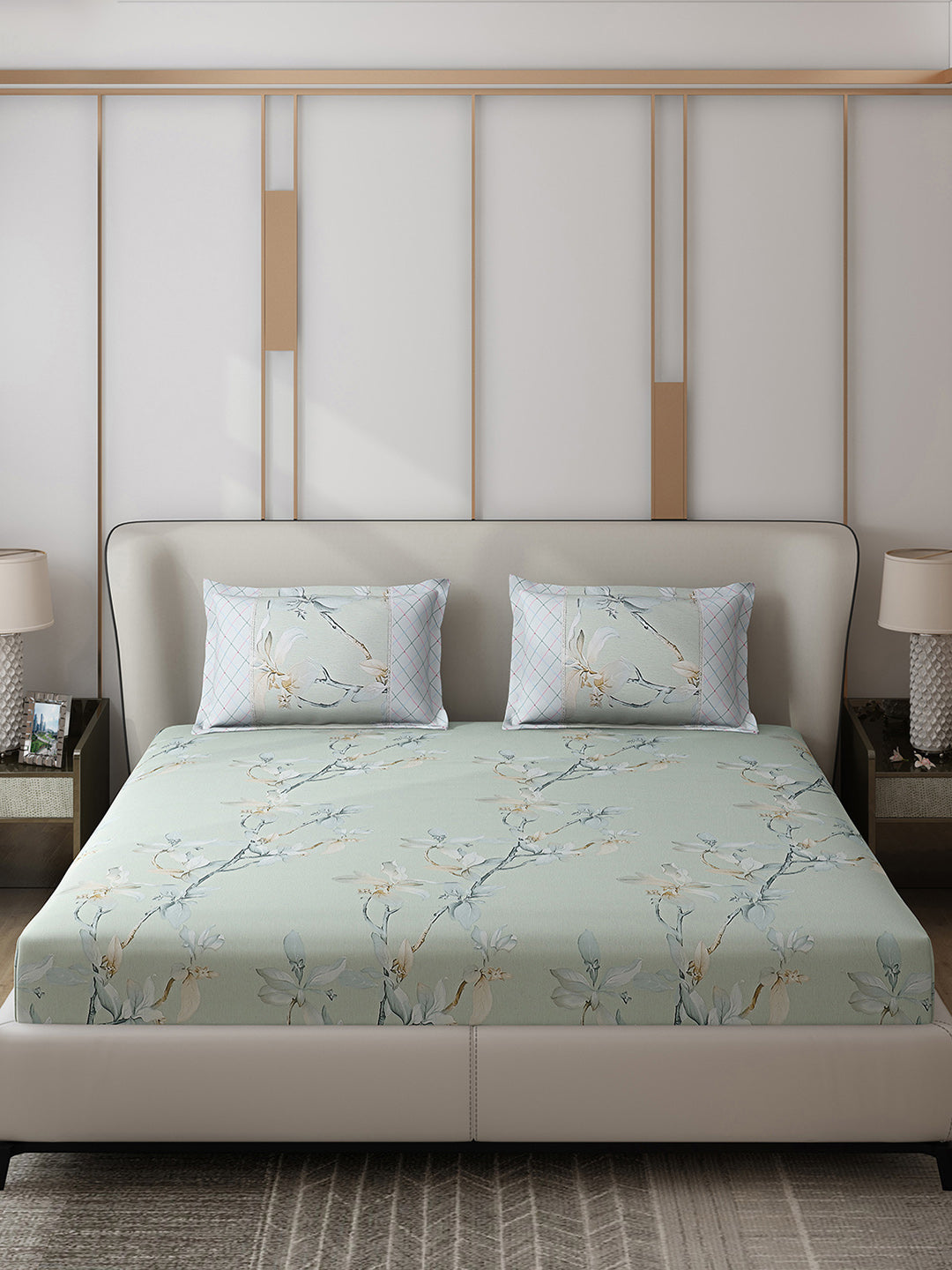 130 GSM Polyester Double Bed 1 Bedsheet with 2 Pillow Covers (Vibrant)