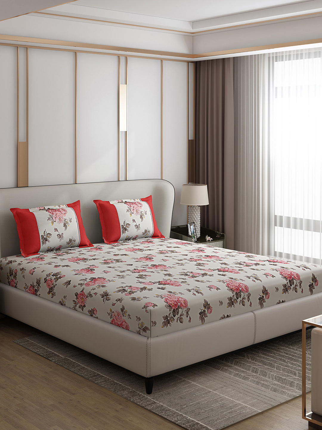 130 GSM Polyester Double Bed 1 Bedsheet with 2 Pillow Covers (Vibrant)