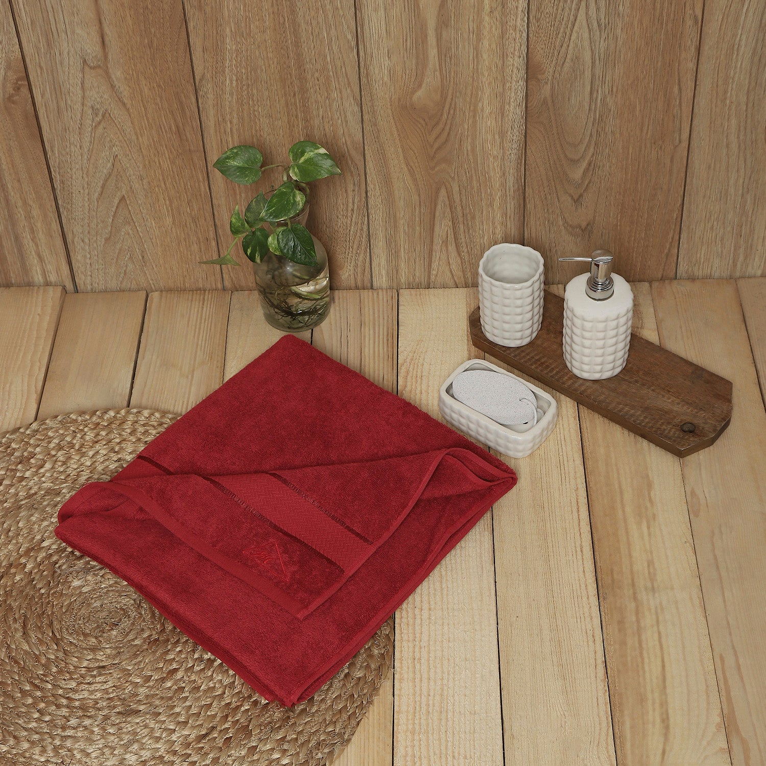 Red Cotton 450 GSM Bath Towel