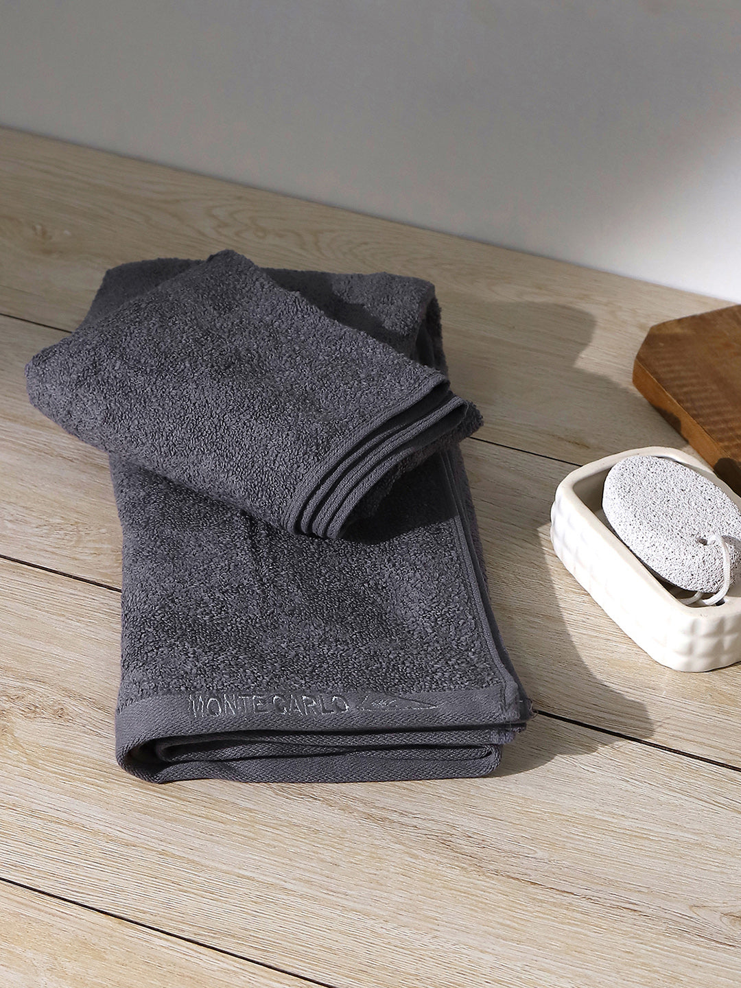 Grey Solid Pure Cotton 350 GSM Bath Towel (Oslo)