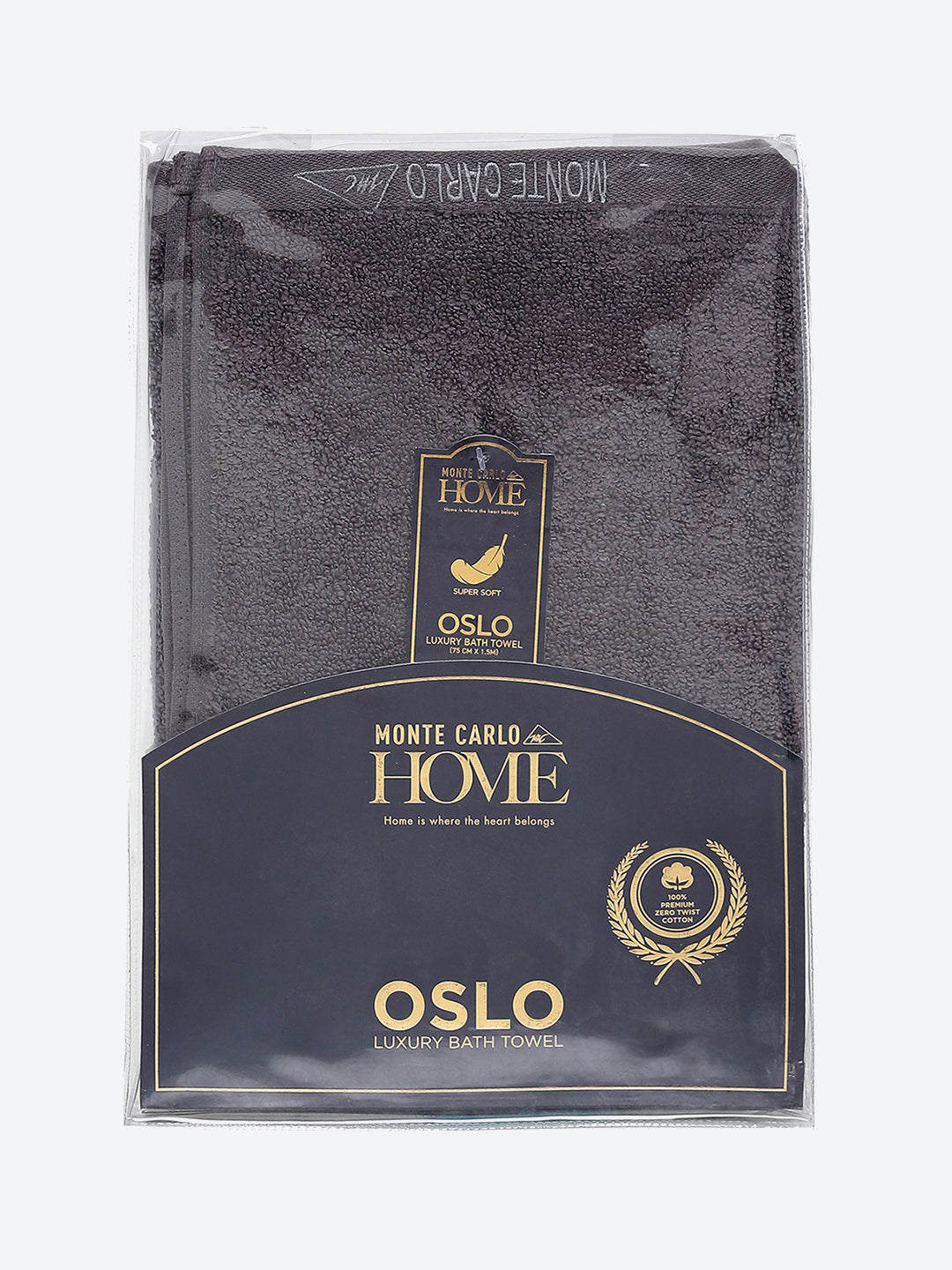 Grey Solid Pure Cotton 350 GSM Bath Towel (Oslo)