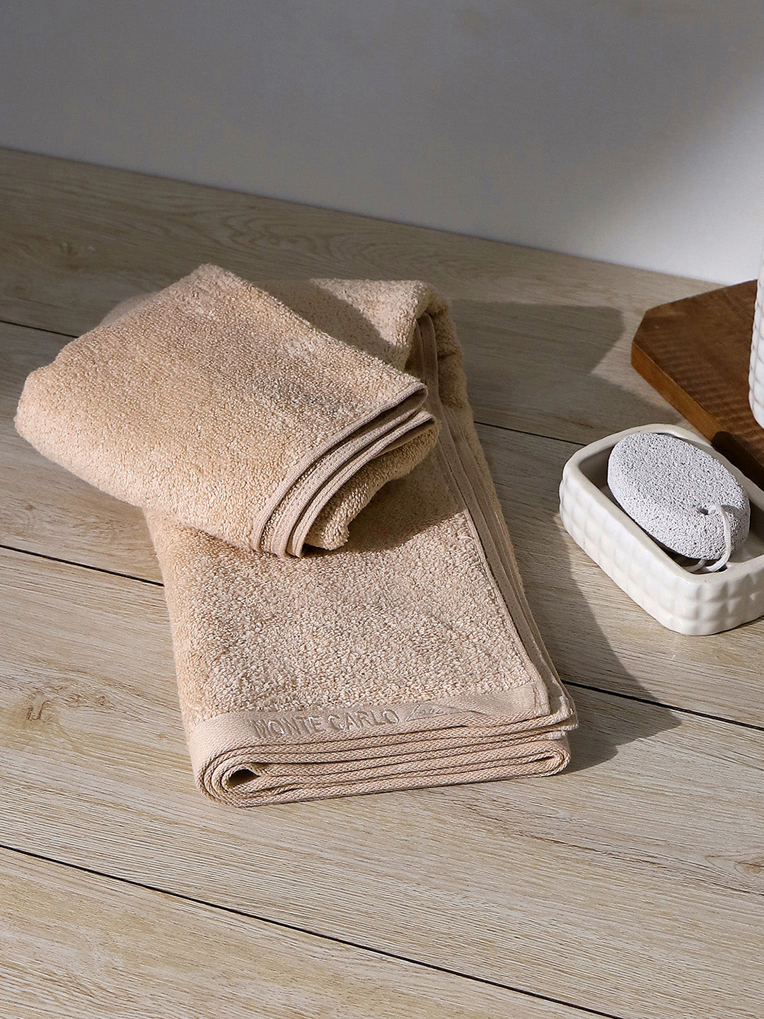 Peach Solid Pure Cotton 350 GSM Bath Towel (Oslo)