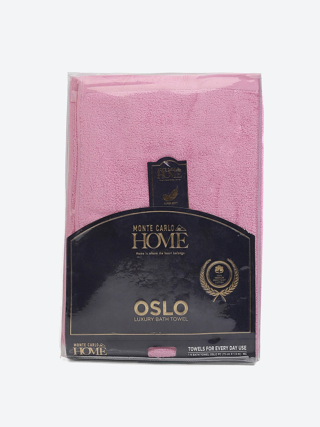 Pink Solid Pure Cotton 350 GSM Bath Towel (Oslo)