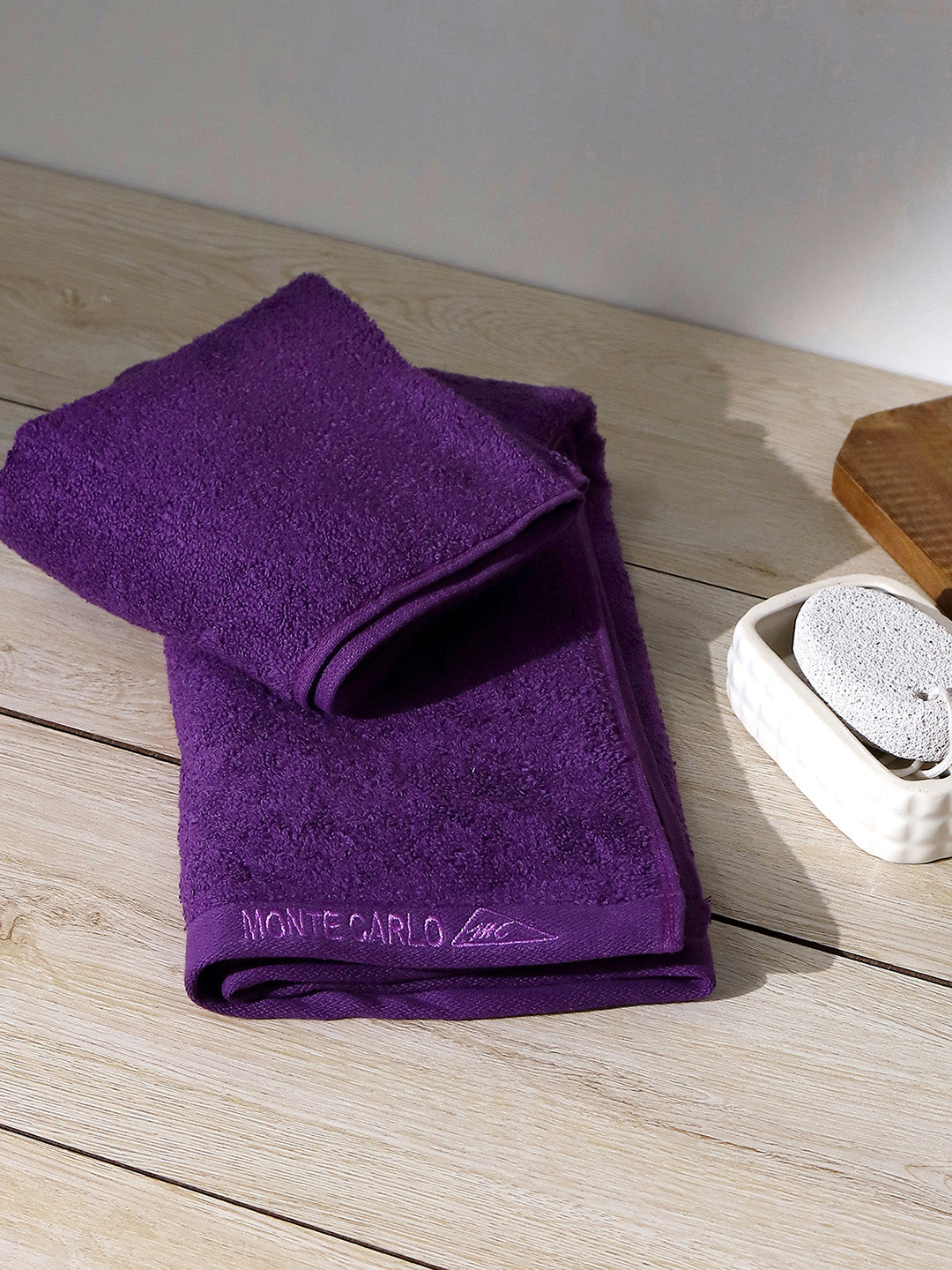 Purple Solid Pure Cotton 350 GSM Bath Towel (Oslo)