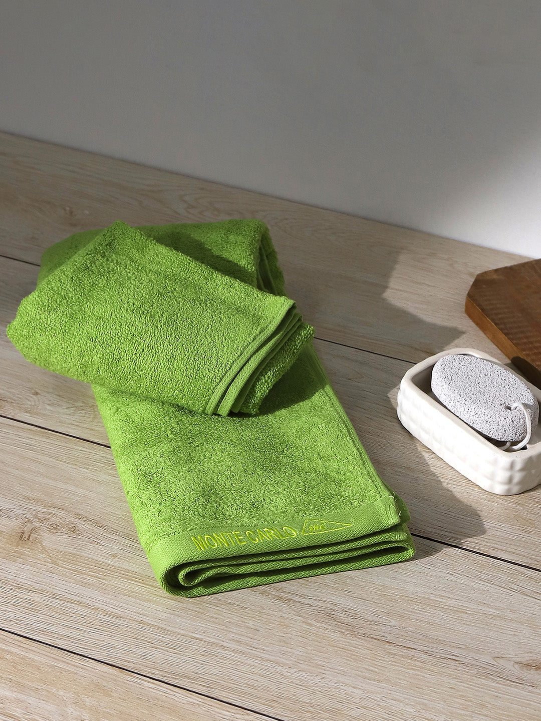 Green Solid Pure Cotton 350 GSM Bath Towel (Oslo)