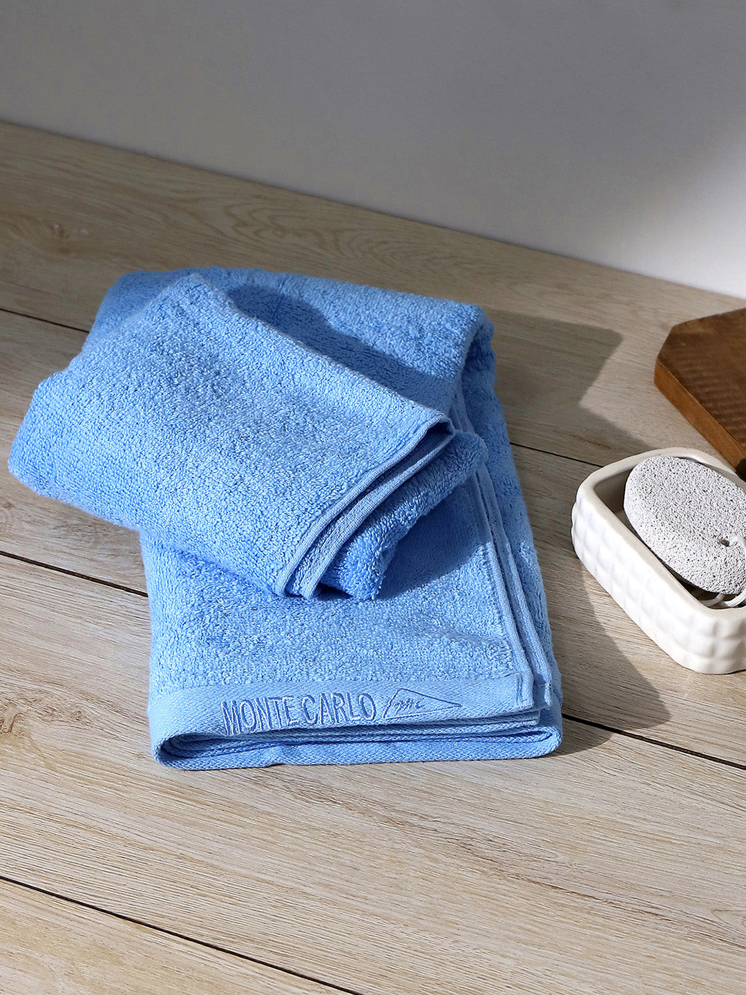 Blue Solid Pure Cotton 350 GSM Bath Towel (Oslo)