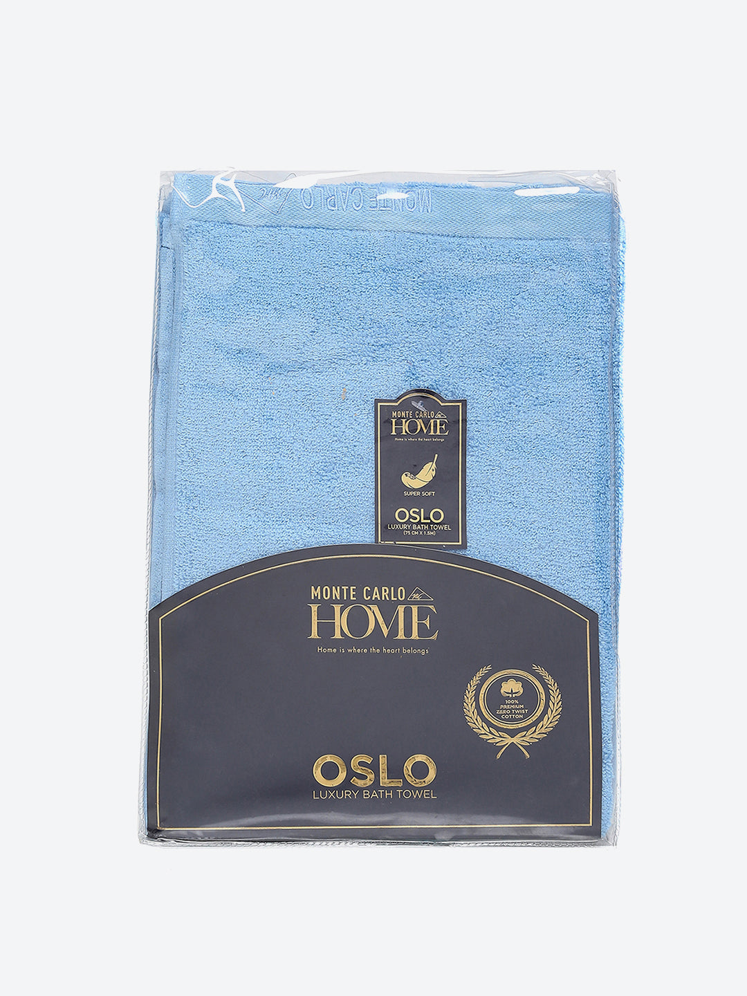 Blue Solid Pure Cotton 350 GSM Bath Towel (Oslo)