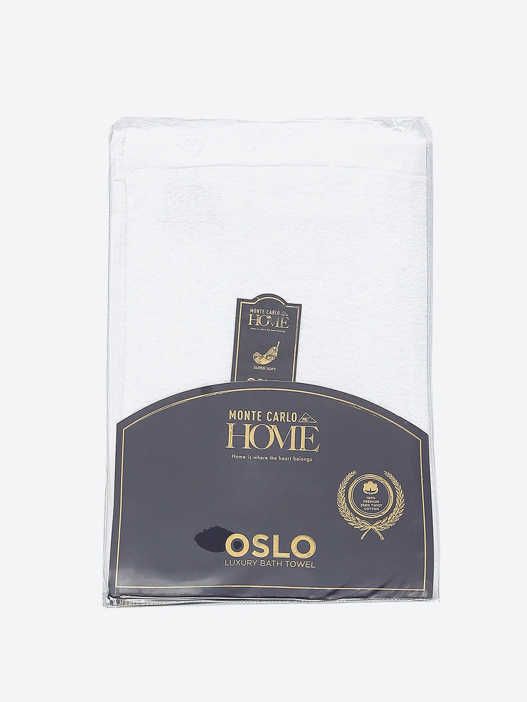 White Solid Pure Cotton 350 GSM Bath Towel (Oslo)