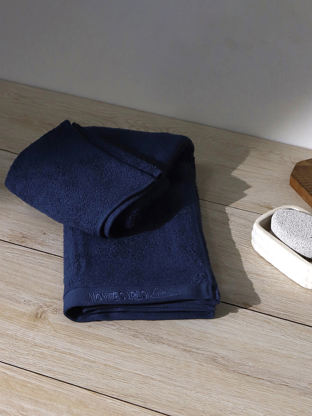 Navy Blue Solid Pure Cotton 350 GSM Bath Towel (Oslo)