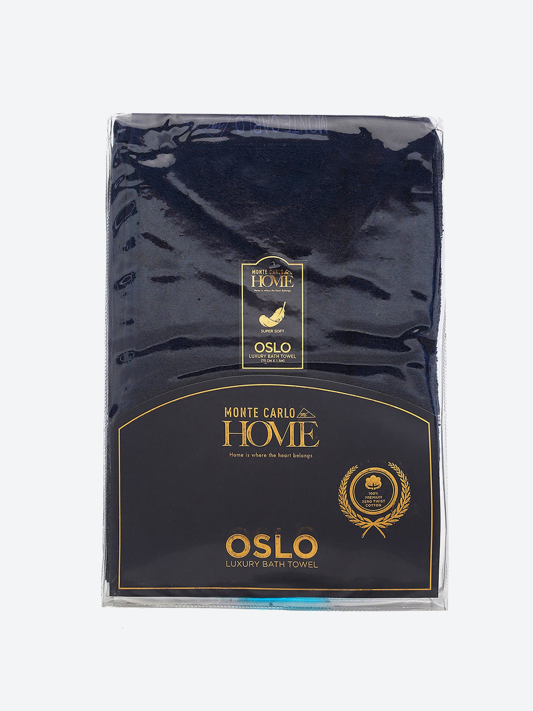 Navy Blue Solid Pure Cotton 350 GSM Bath Towel (Oslo)