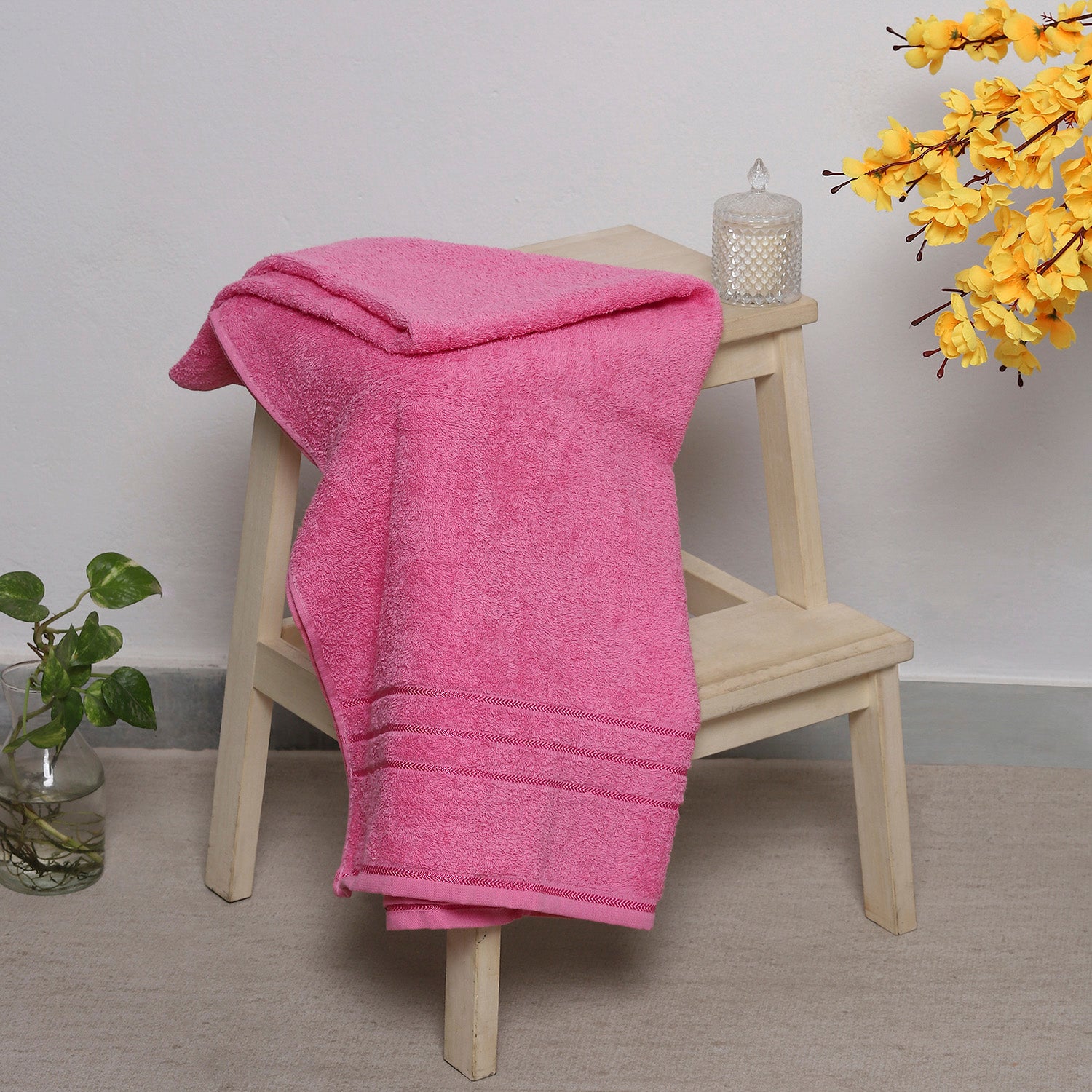 Pink Cotton 350 GSM Bath Towel