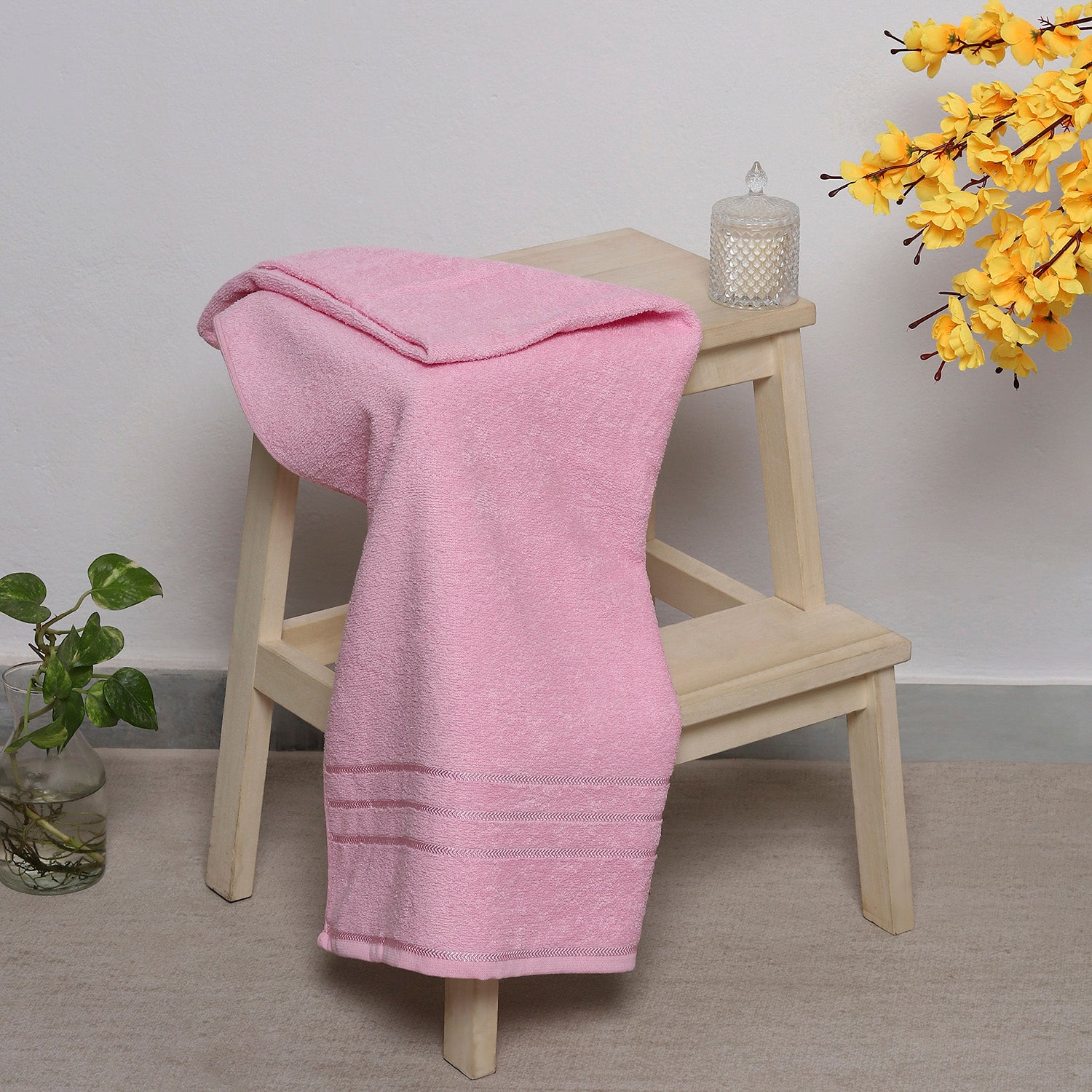 Pink Cotton 350 GSM Bath Towel