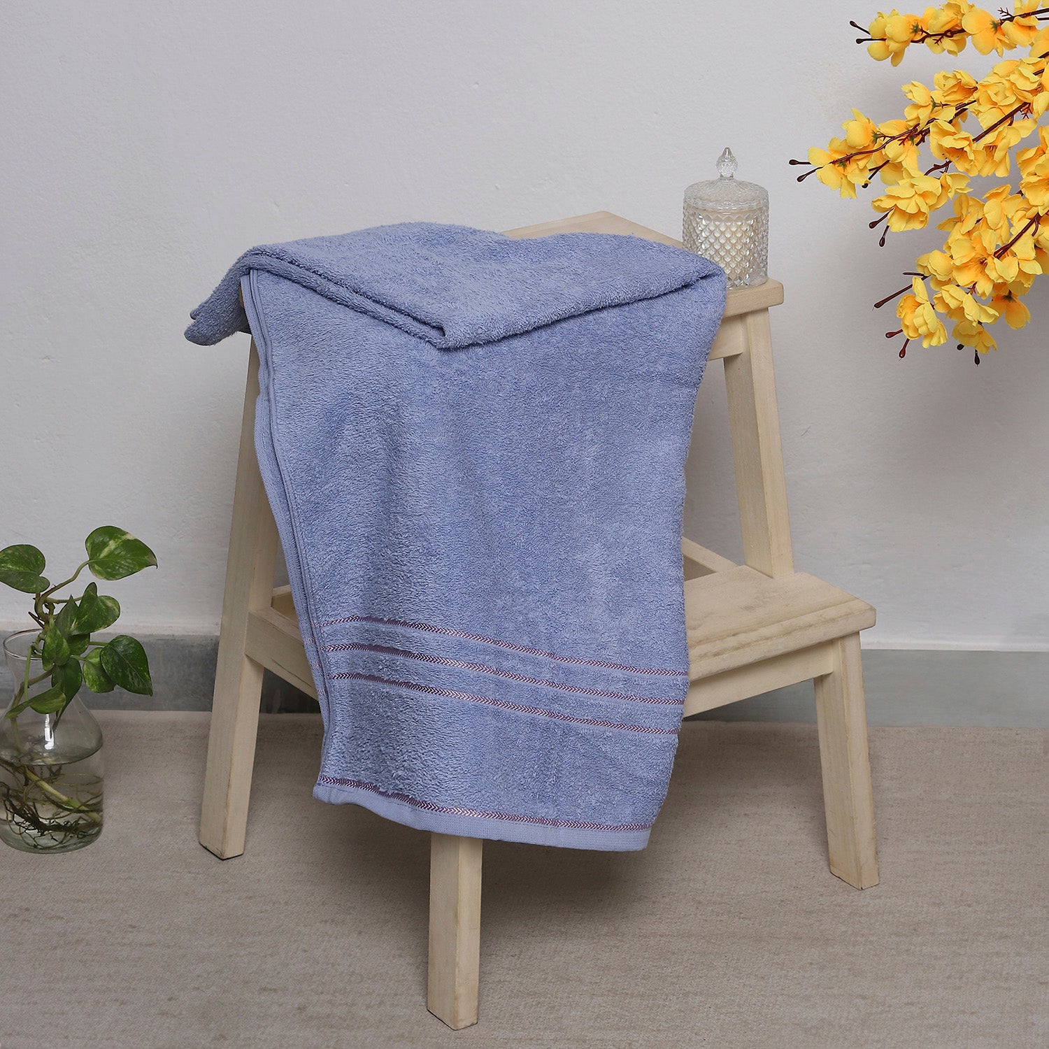 Blue Cotton 350 GSM Bath Towel