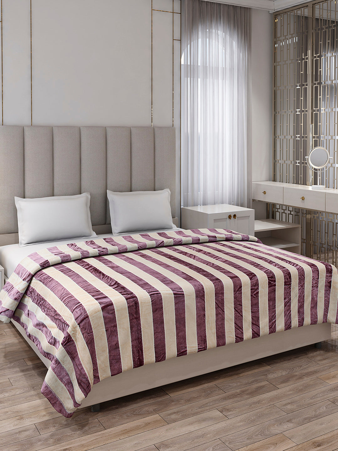 Striped Double Bed 300 GSM Blanket for AC Room - (Cosmos)