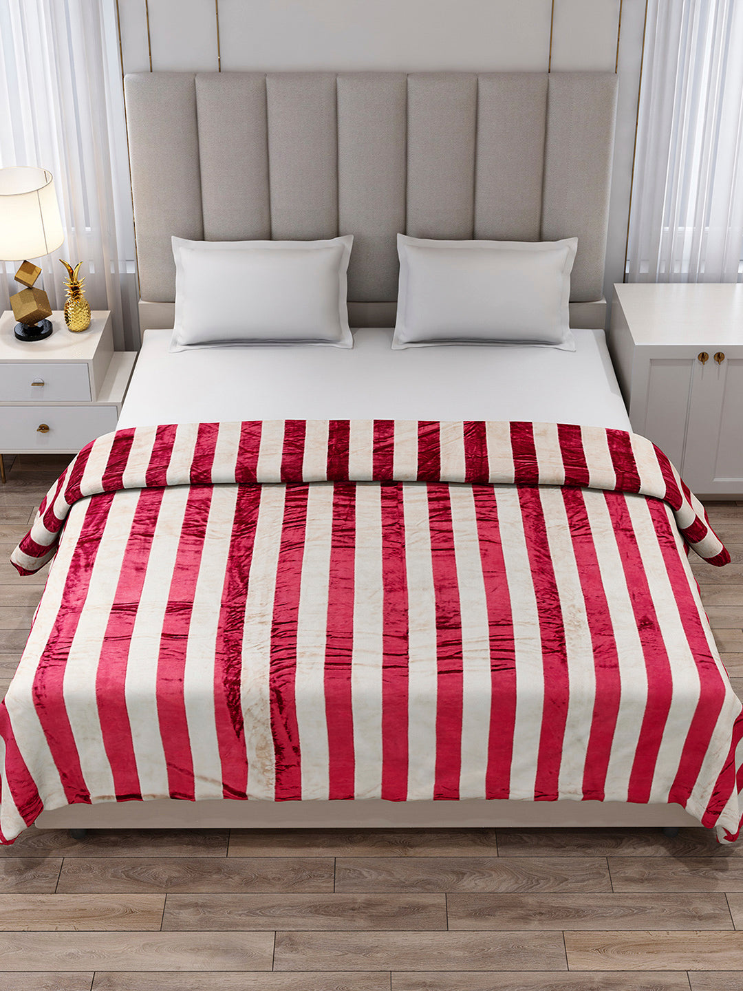 Striped Double Bed 300 GSM Blanket for AC Room - (Cosmos)