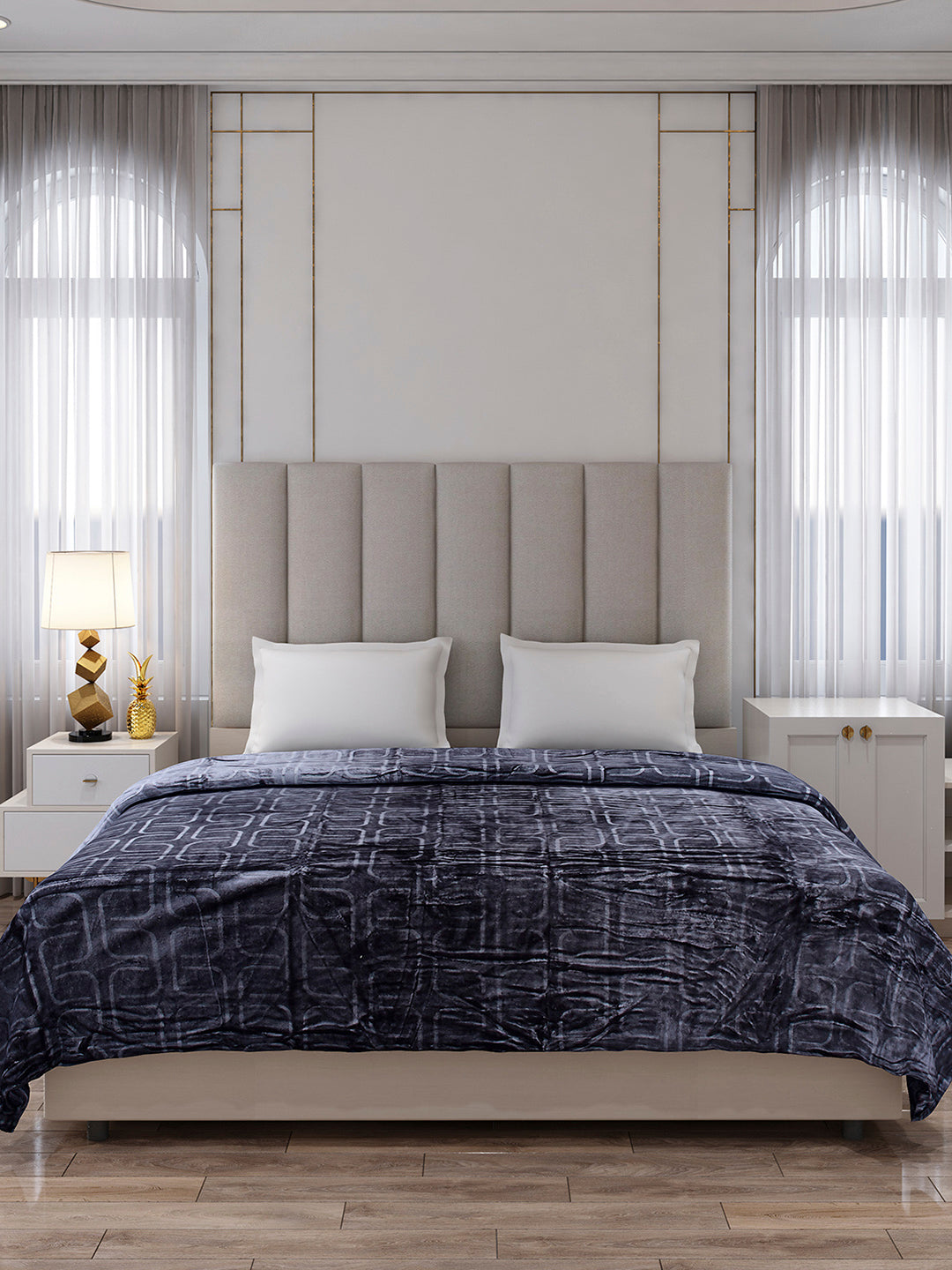 Printed Double Bed 210 GSM Blanket for AC Room - (Frosty)